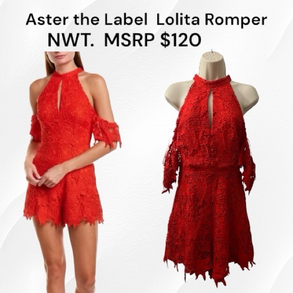 Astr Pants - Aster the Label Lolita Romper Cold Shoulder NWT Size Medium MSRP $120